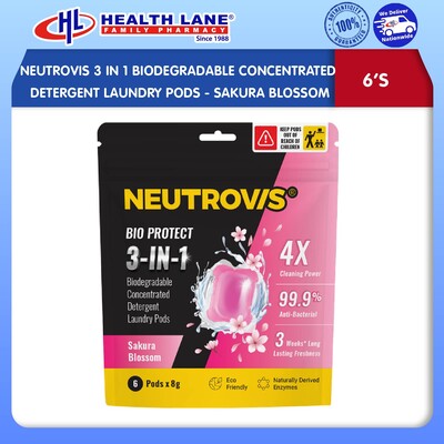 NEUTROVIS 3 IN 1 BIODEGRADABLE CONCENTRATED DETERGENT LAUNDRY PODS (6'S) - SAKURA BLOSSOM